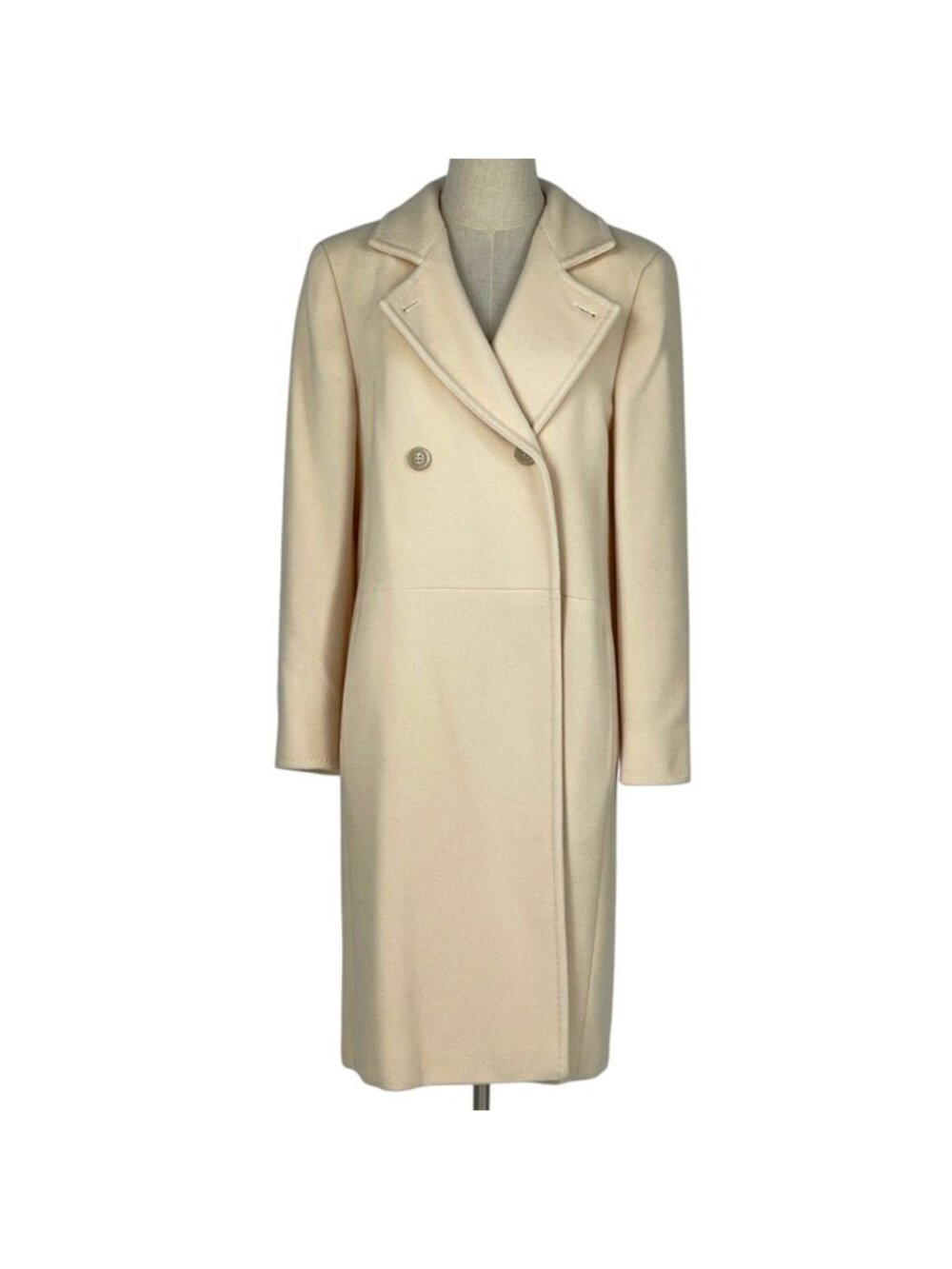 Max Mara Chesterfield Long Wool Cashmere Off White Jacket
